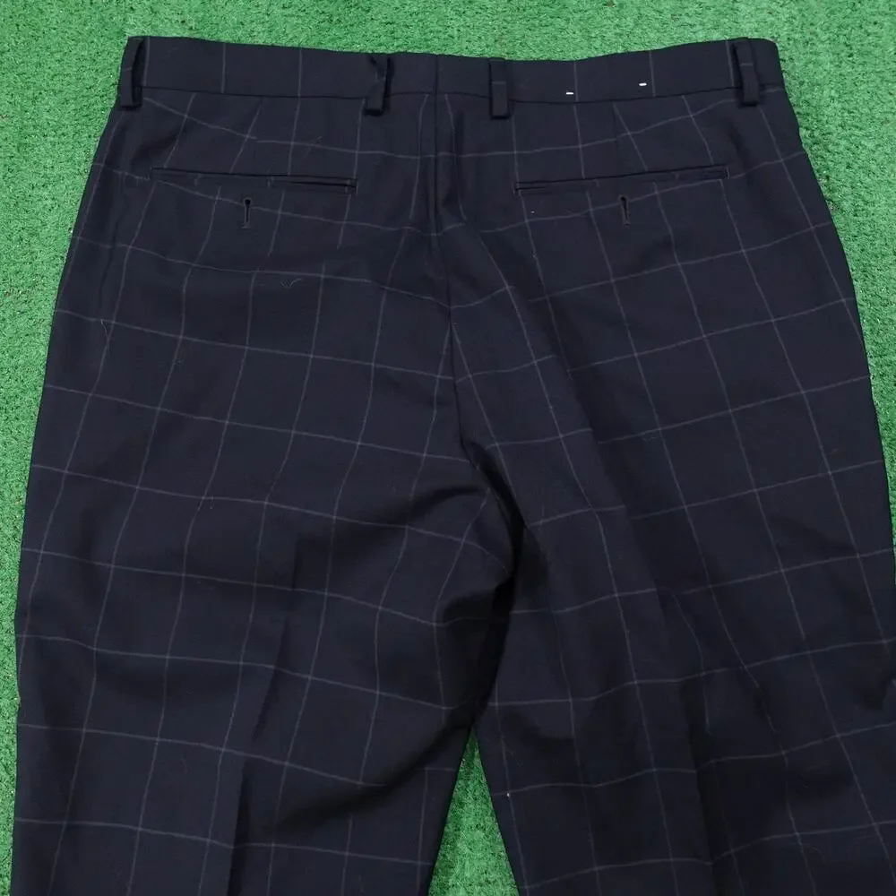 Banana Republic Pants Mens 34x32‎ Blue Plaid Slim Fit Wool Dress Business